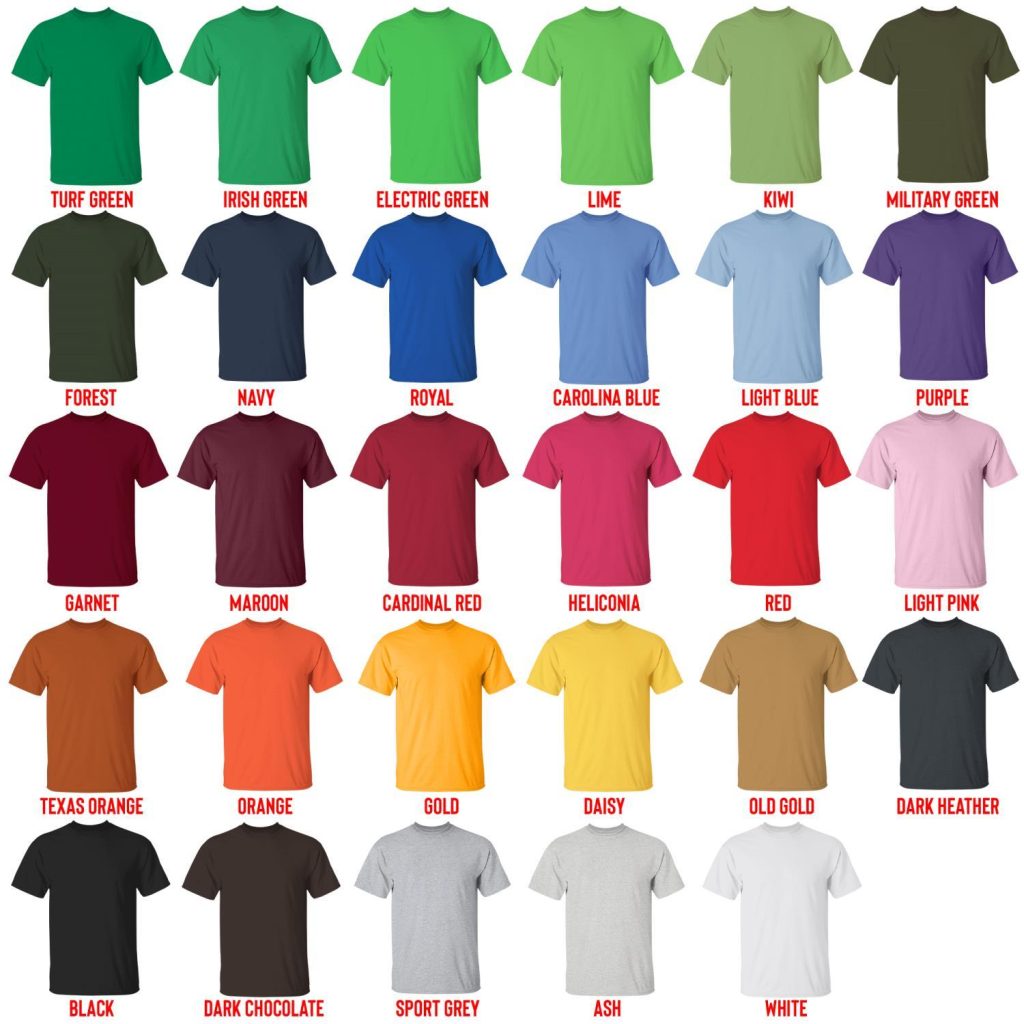 t shirt color chart - Shih Tzu Gifts