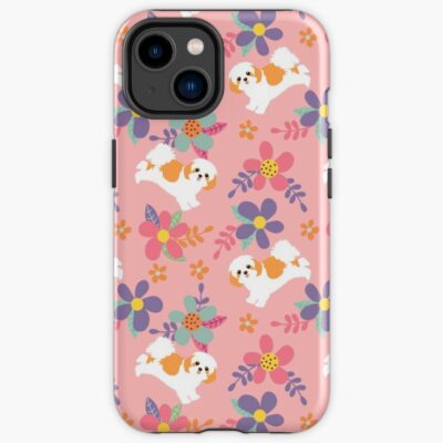 Shih Tzu Puppy In A Garden – Pink Iphone Case