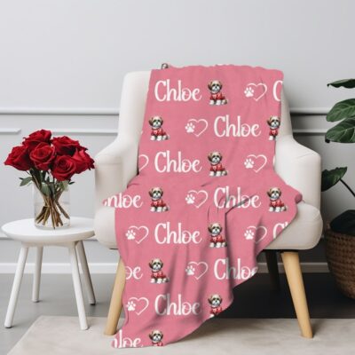 Personalized Valentines Shih Tzu Dog Blanket