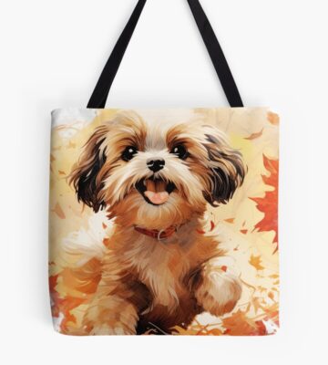 Watercolor Shih Tzu In Autumn Tote Bag