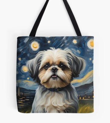 Shih Tzu Dog In The Starry Night Tote Bag