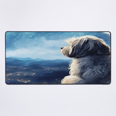 Watercolor Shih Tzu At Night Mouse Pad